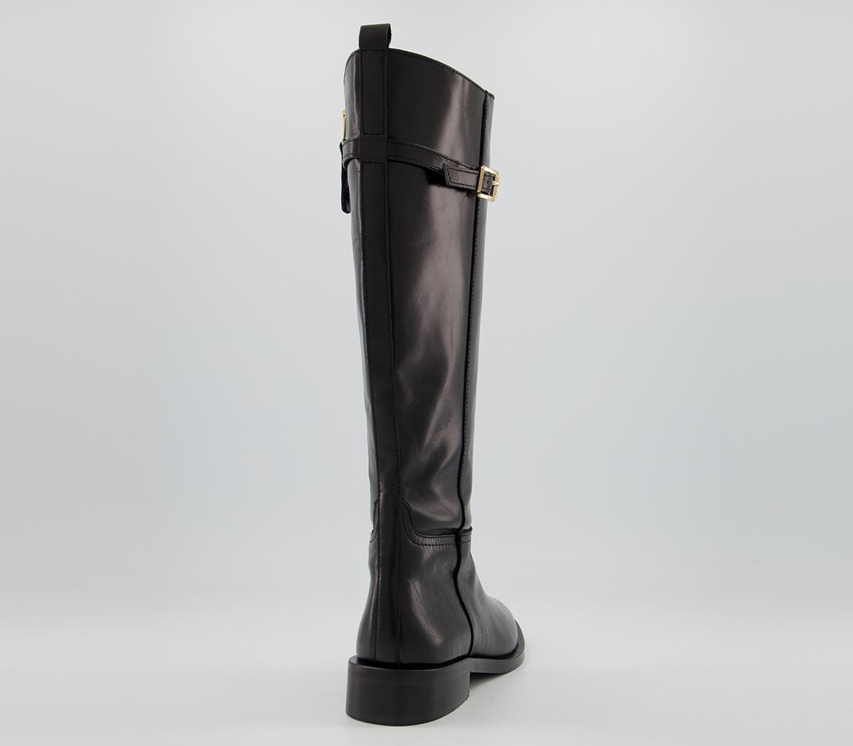 Office Kiara Smooth Sole Clean Knee Boots Office Kiara Smooth Sole Clean Knee Boots Black Leather