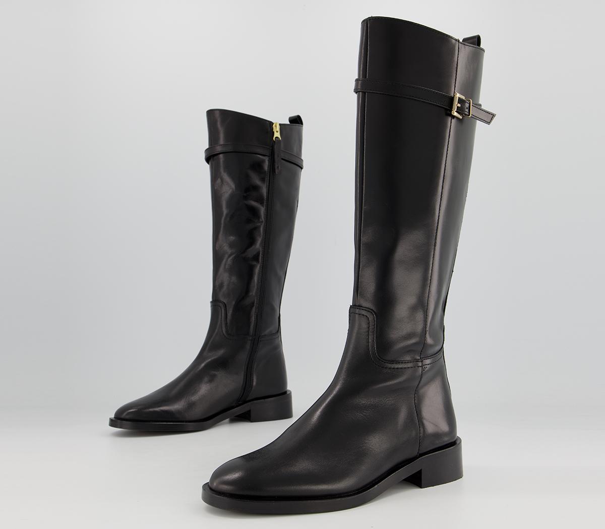 Office Kiara Smooth Sole Clean Knee Boots Office Kiara Smooth Sole Clean Knee Boots Black Leather