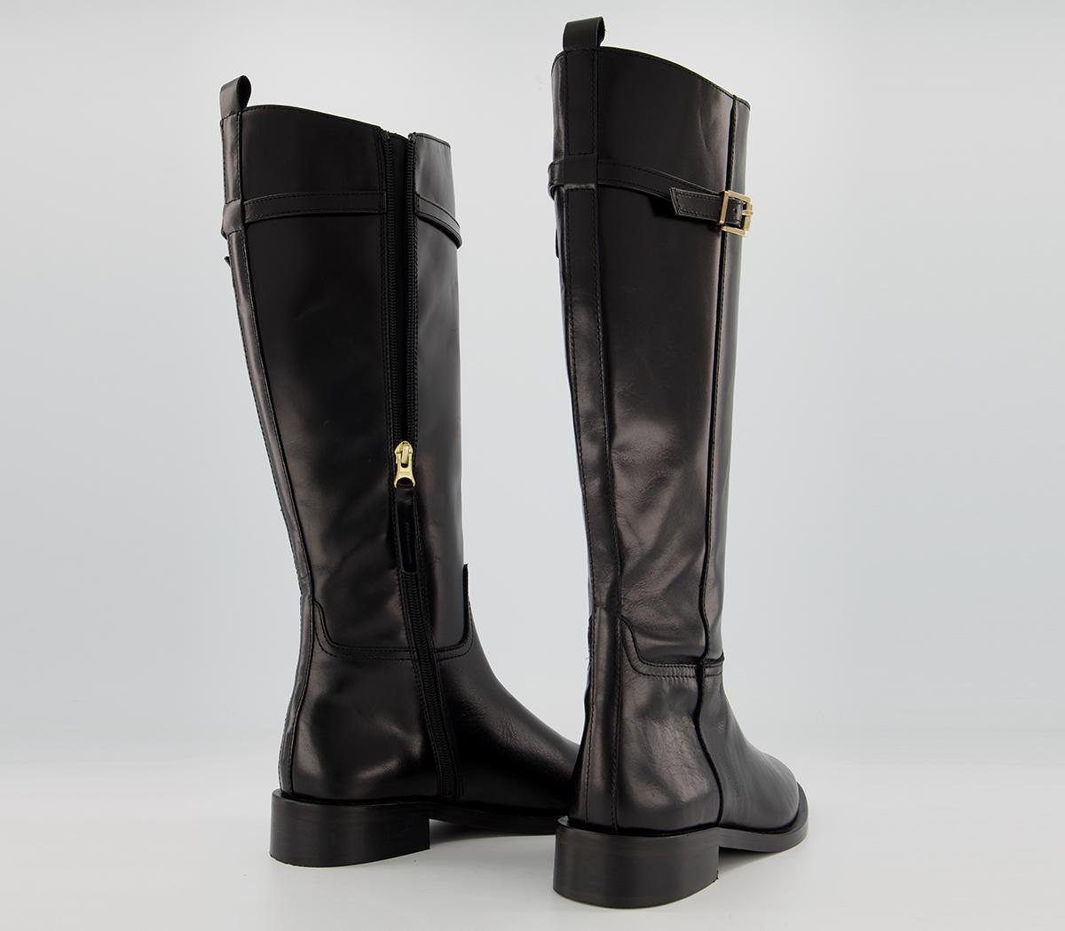 Office Kiara Smooth Sole Clean Knee Boots Office Kiara Smooth Sole Clean Knee Boots Black Leather