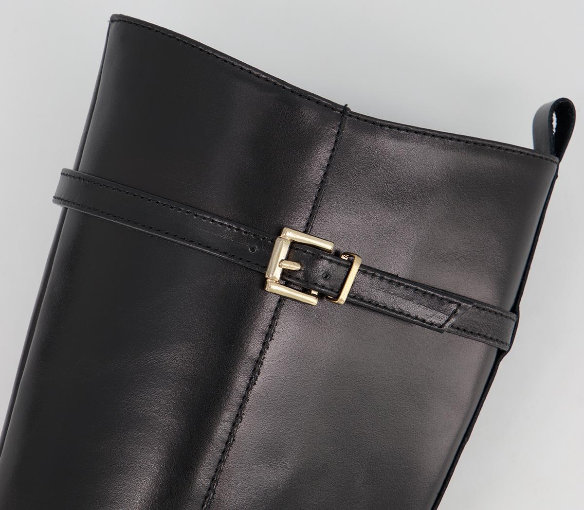 Office Kiara Smooth Sole Clean Knee Boots Office Kiara Smooth Sole Clean Knee Boots Black Leather