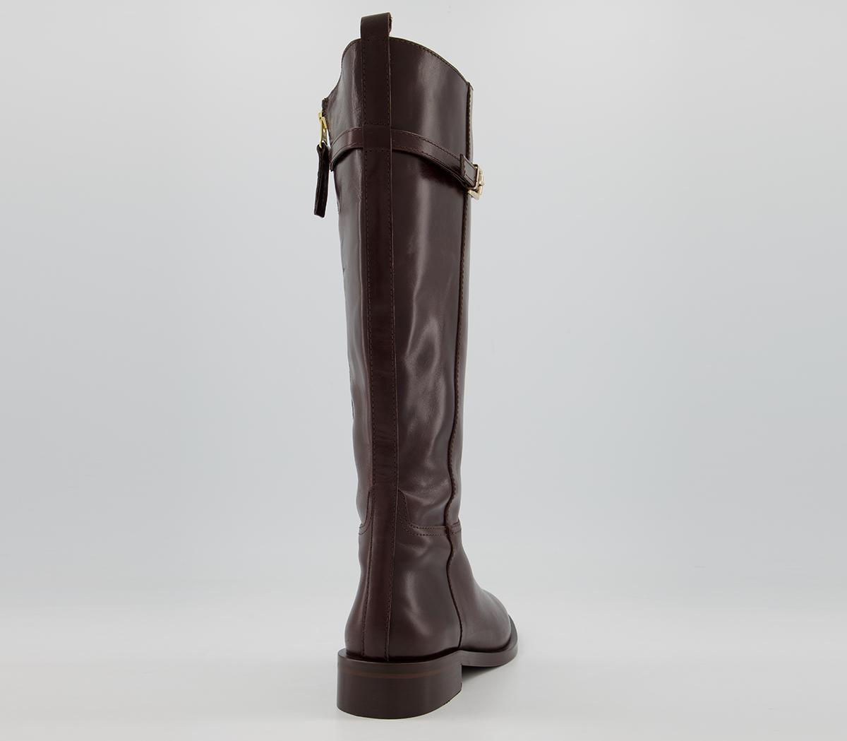 Office Kiara Smooth Sole Clean Knee Boots Office Kiara Smooth Sole Clean Knee Boots Chocolate Leather