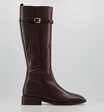 dark brown long boots womens