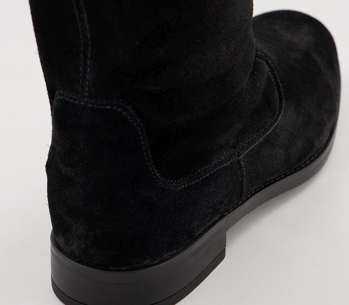 Office Keeper Flat Lace Back Knee Boots Office Keeper Flat Lace Back Knee Boots Black Suede