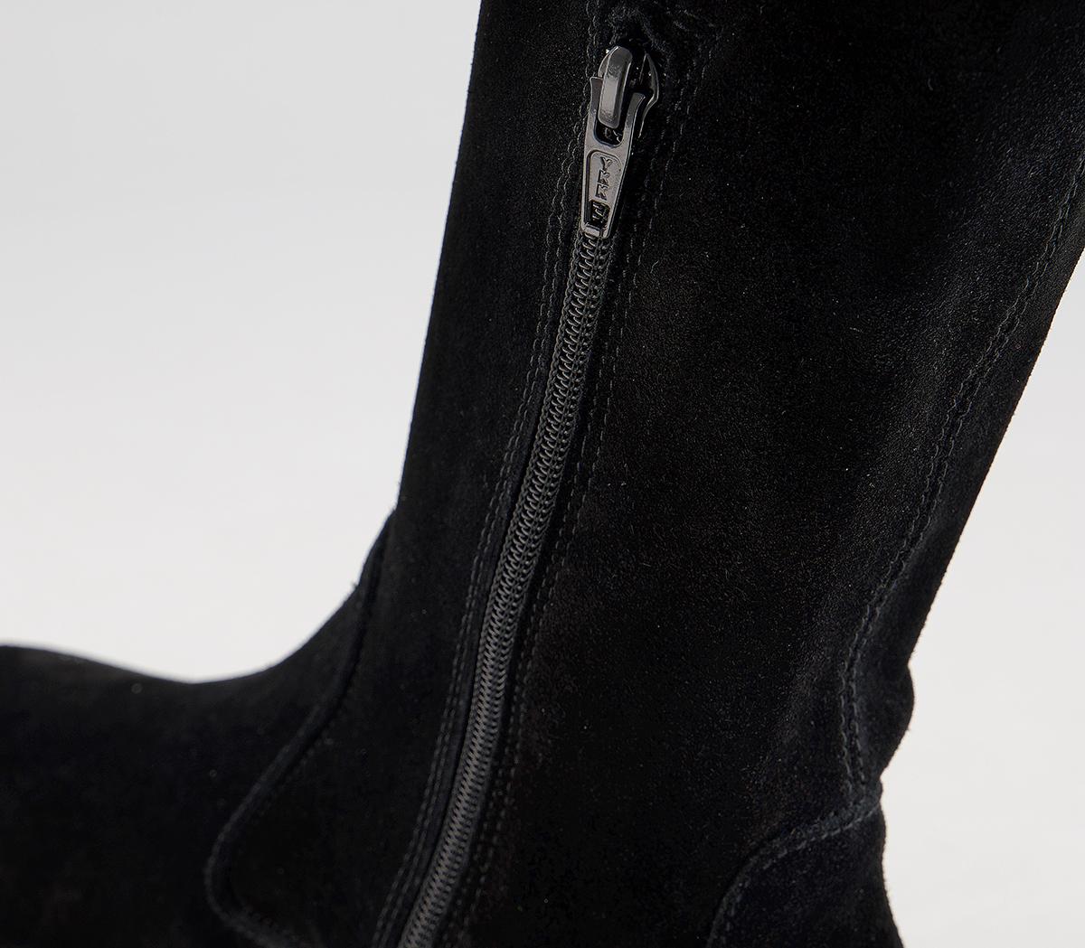 Office Keeper Flat Lace Back Knee Boots Office Keeper Flat Lace Back Knee Boots Black Suede