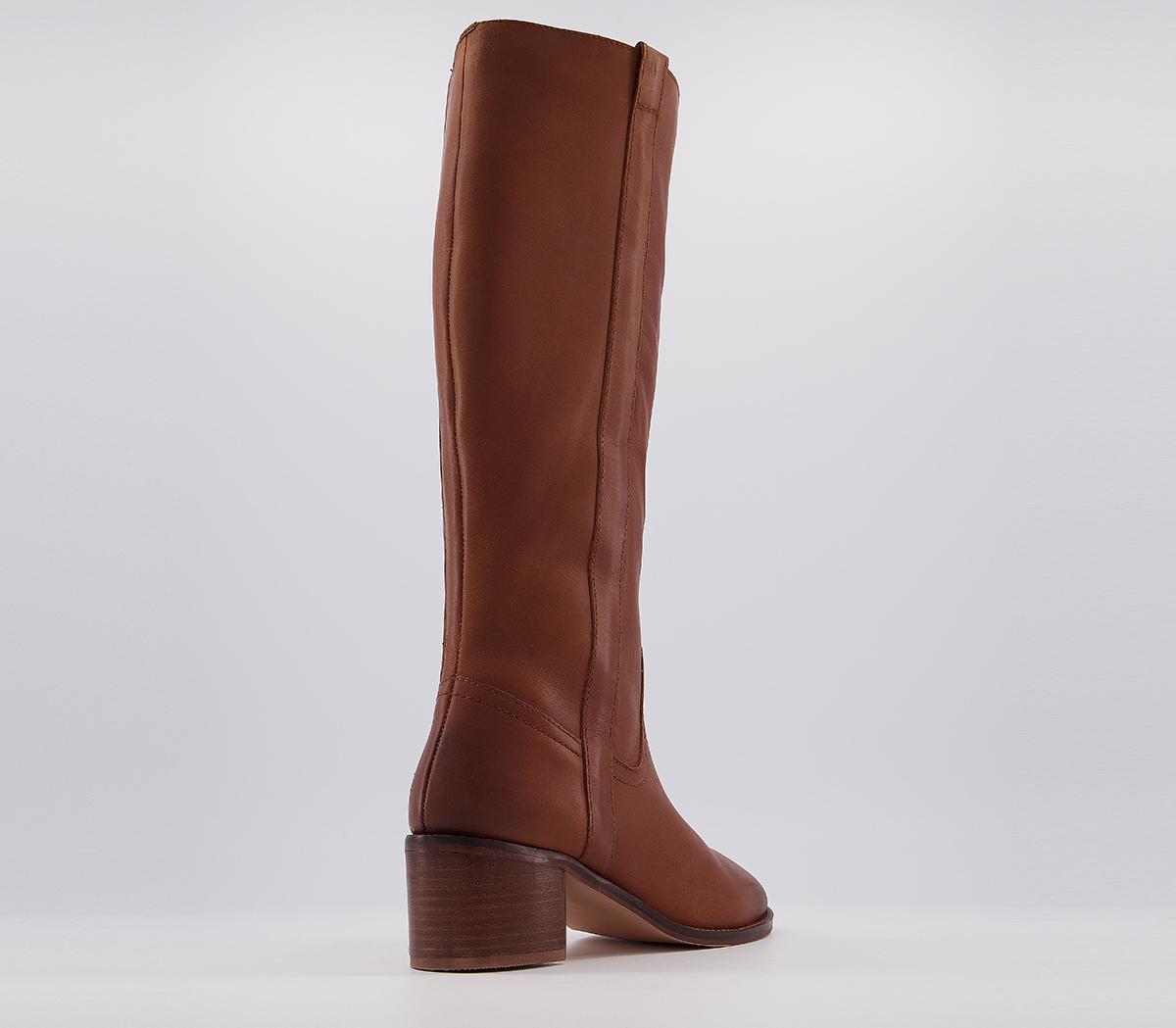 Office Kilter Block Heel Knee Boots Office Kilter Block Heel Knee Boots Tan Leather