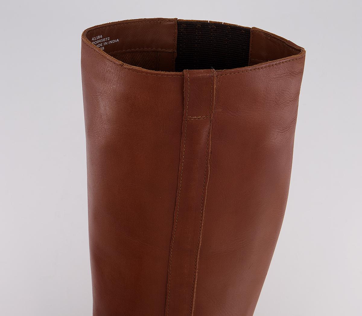 Office Kilter Block Heel Knee Boots Office Kilter Block Heel Knee Boots Tan Leather