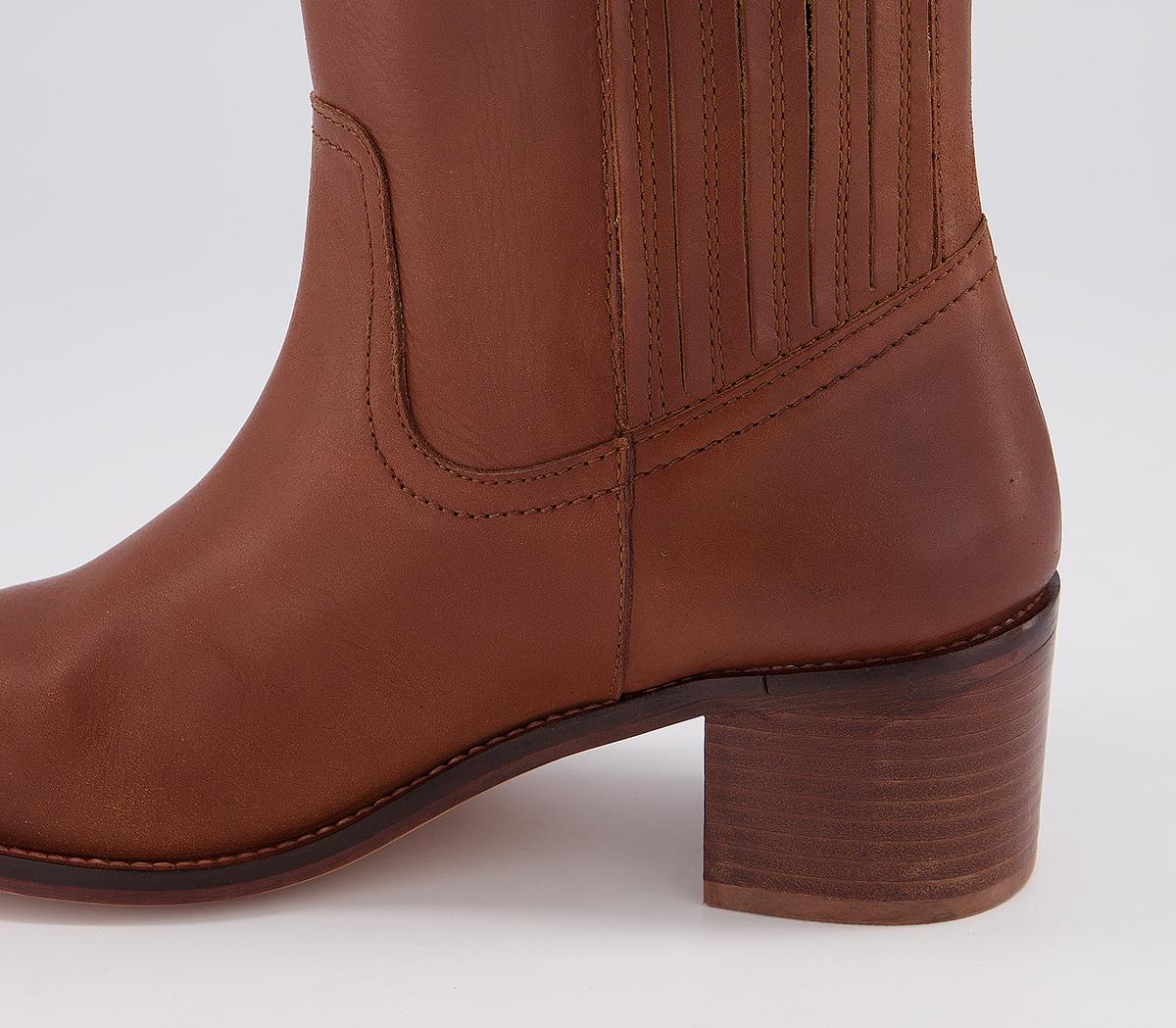 Office Kilter Block Heel Knee Boots Office Kilter Block Heel Knee Boots Tan Leather