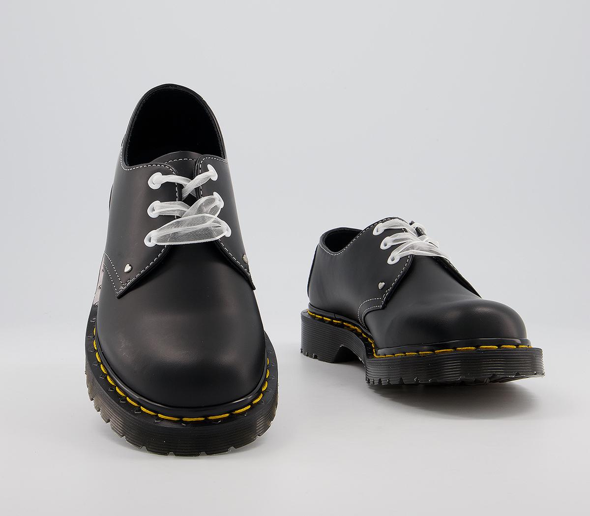 Dr. Martens 1461 Hearts Smooth 3 Eye Shoes Black - Womens
