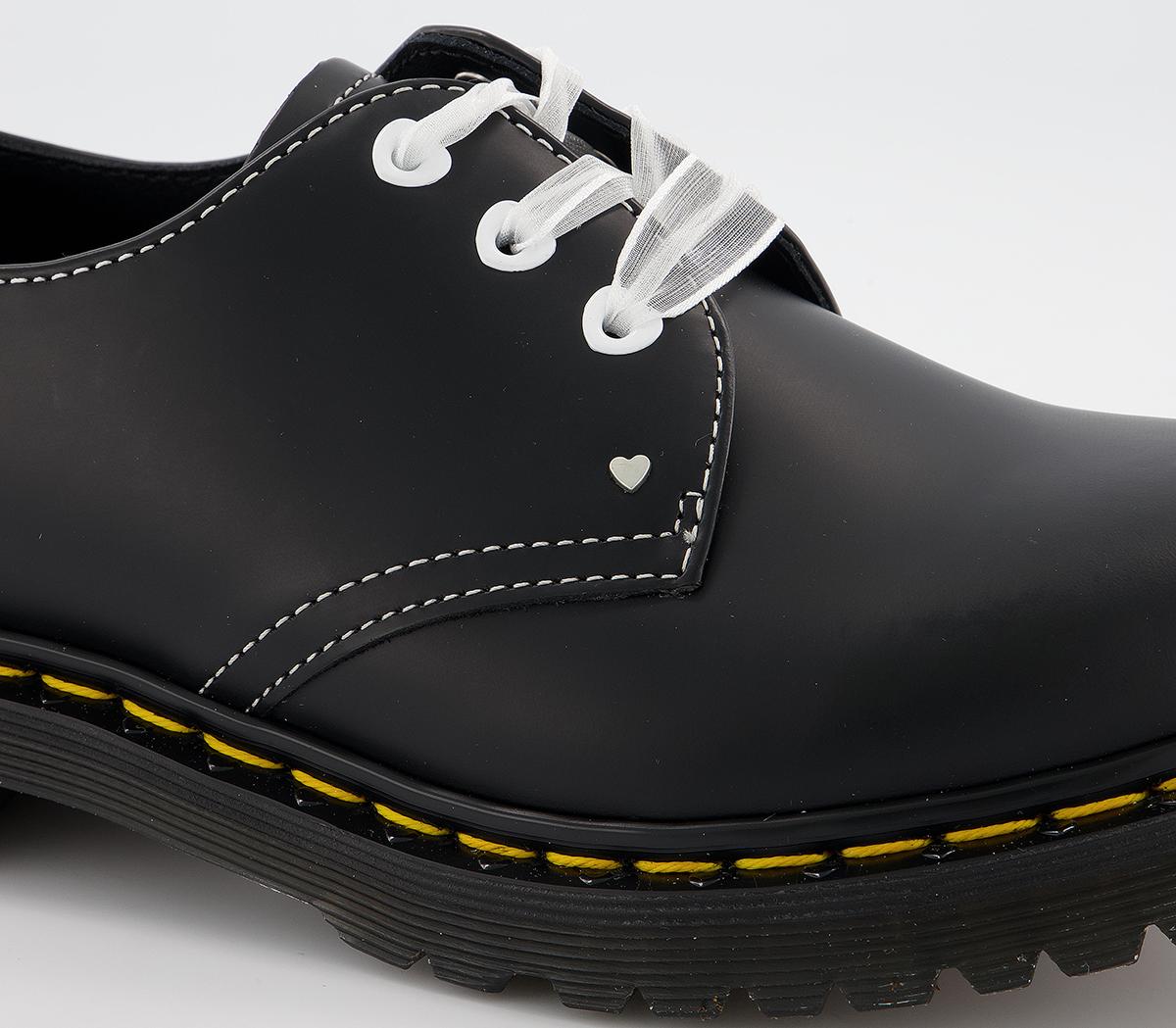 Dr. Martens 1461 Hearts Smooth 3 Eye Shoes Black - Womens
