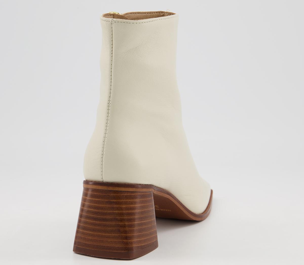 OFFICEAbbie Smart Square Toe Ankle BootsOff White Leather