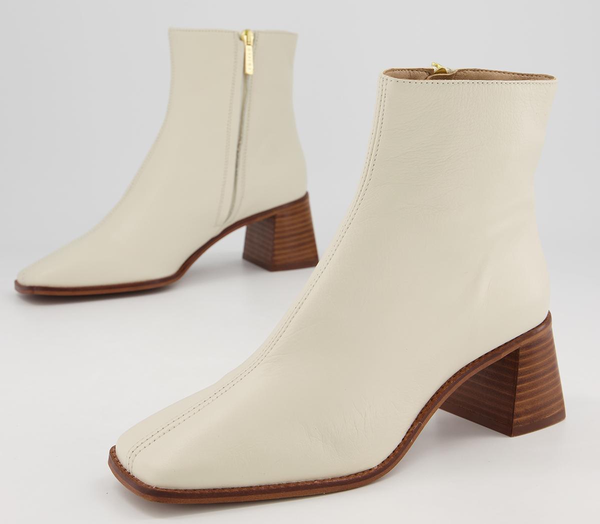 OFFICEAbbie Smart Square Toe Ankle BootsOff White Leather