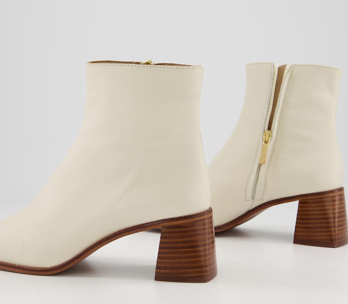 OFFICEAbbie Smart Square Toe Ankle BootsOff White Leather