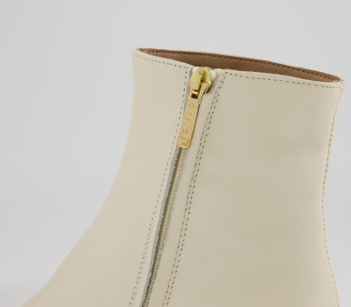 OFFICEAbbie Smart Square Toe Ankle BootsOff White Leather