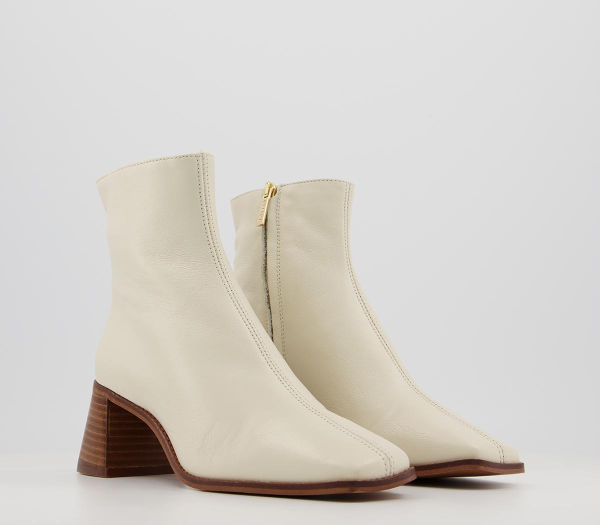 OFFICEAbbie Smart Square Toe Ankle BootsOff White Leather