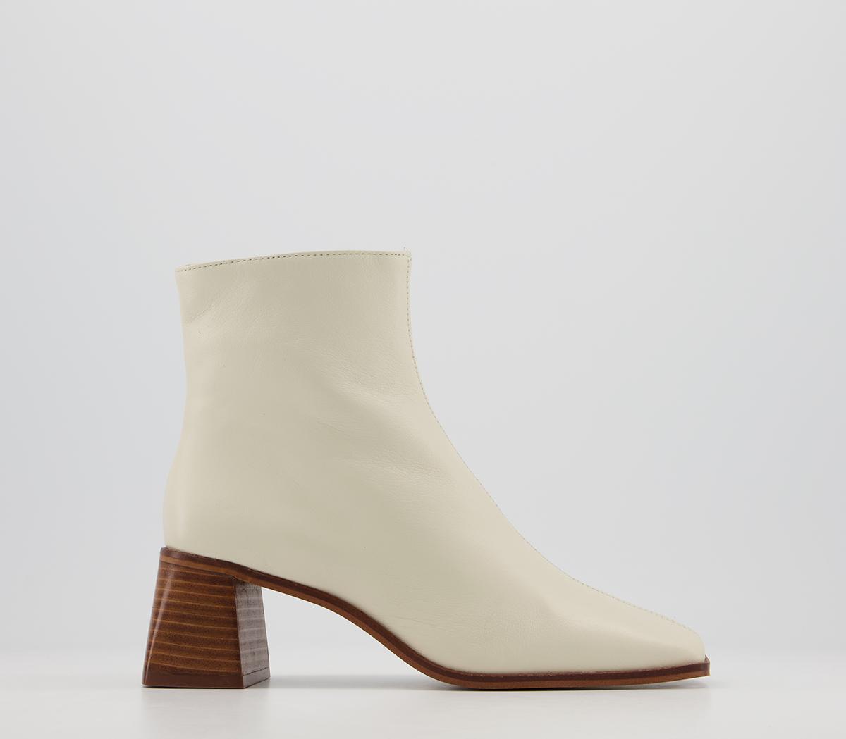 OFFICEAbbie Smart Square Toe Ankle BootsOff White Leather