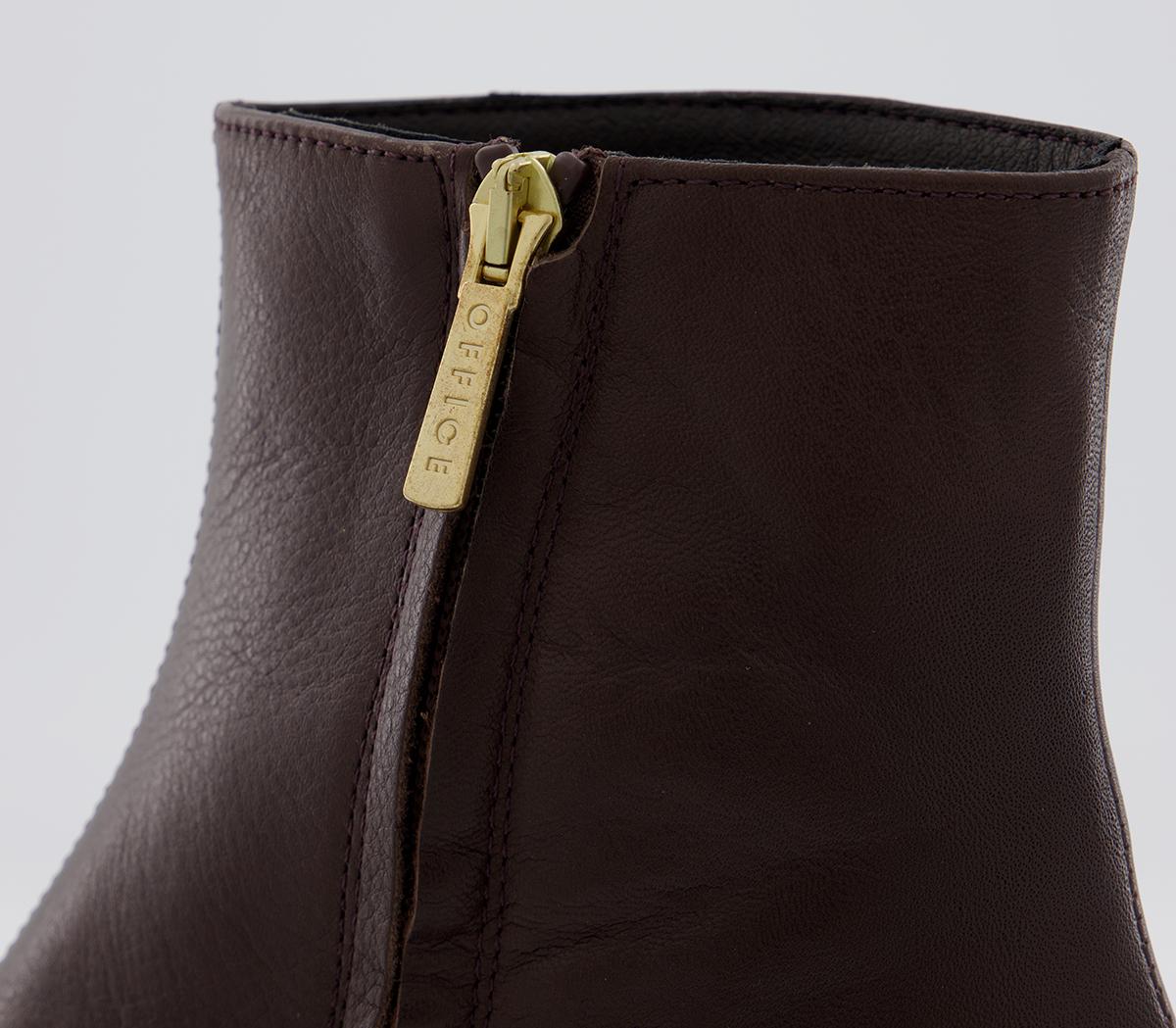 OFFICEAbbie Smart Square Toe Ankle BootsChocolate Leather