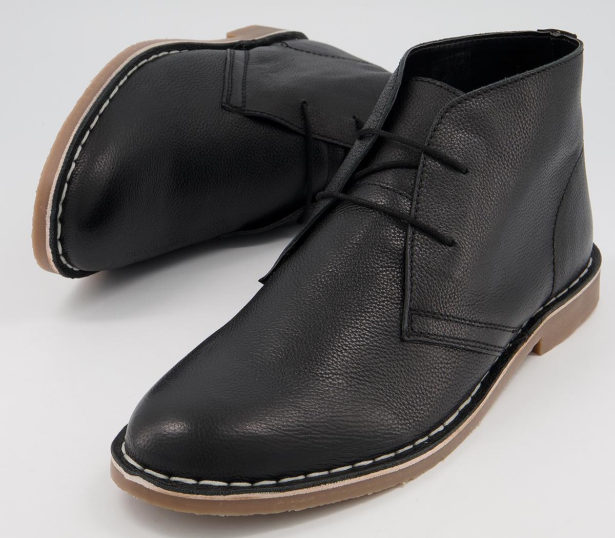 Office Benny Chukka Boots Black Leather Mens