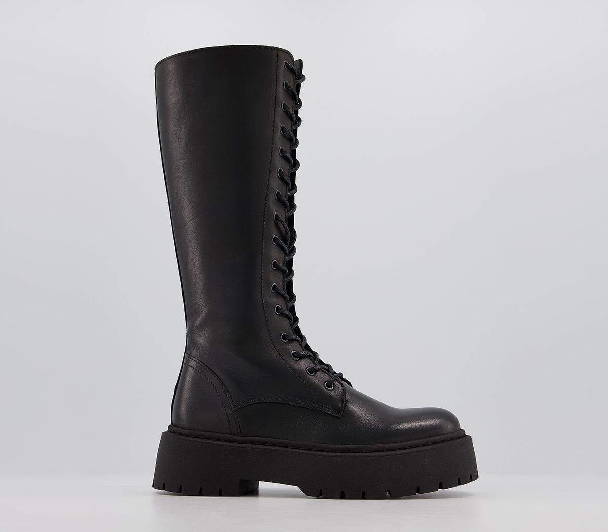 OFFICEKnowing Chunky Calf BootsBlack Leather