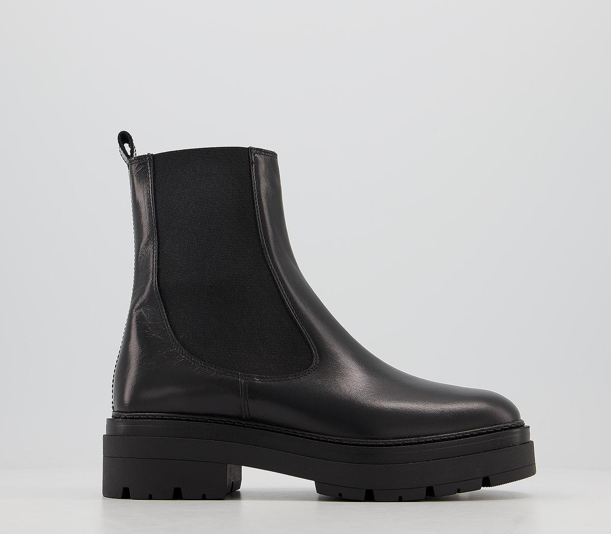 Office Accuse Chunky Ankle Chelsea Boots Black Leather - Ankle Boots