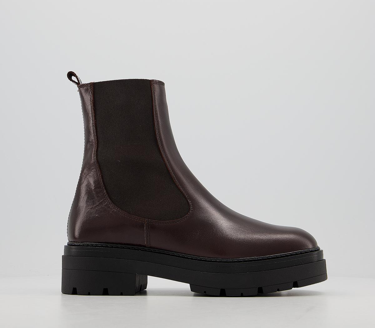 OFFICEAccuse Chunky Chelsea BootsBrown Leather