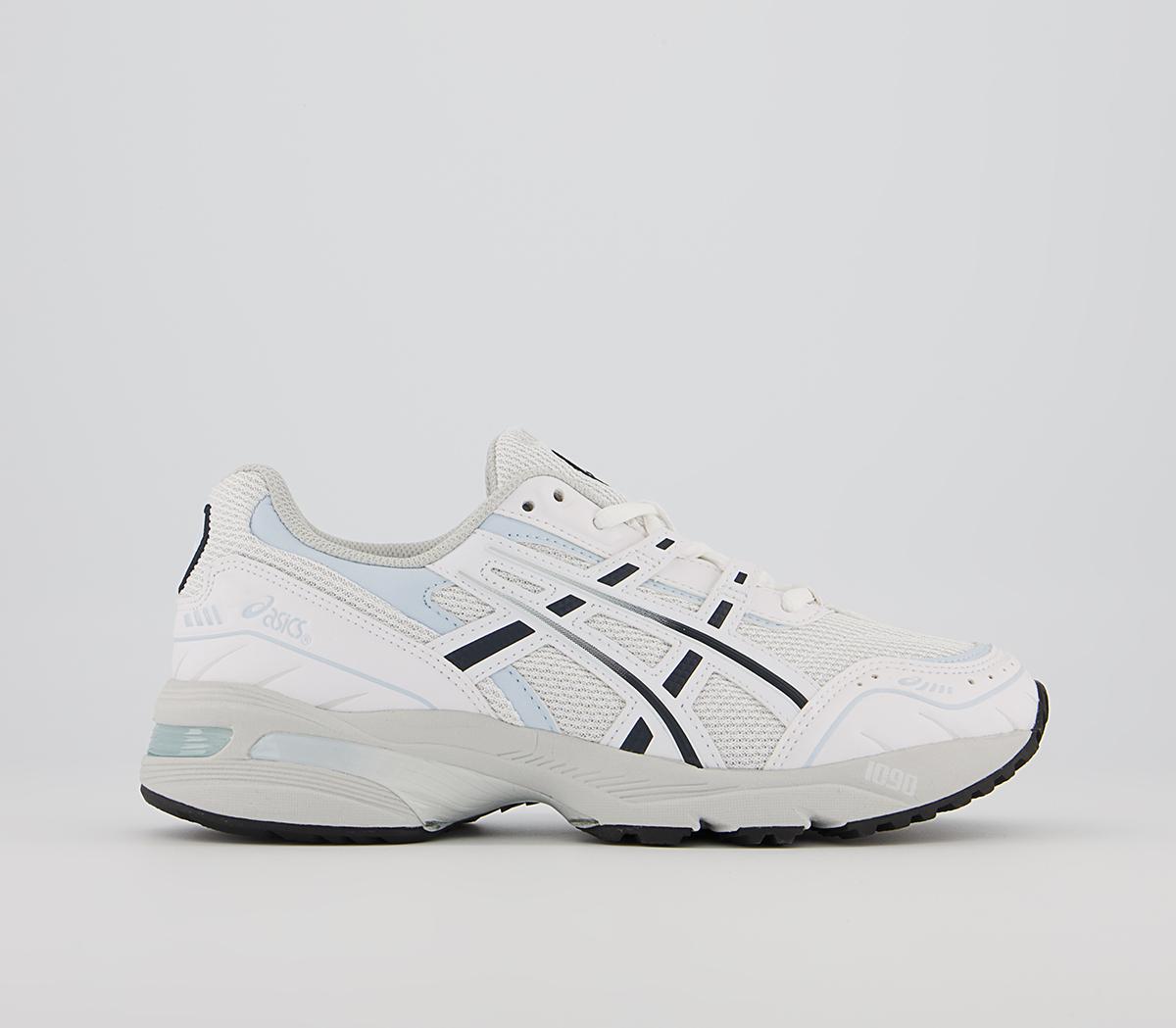 asics white and blue trainers