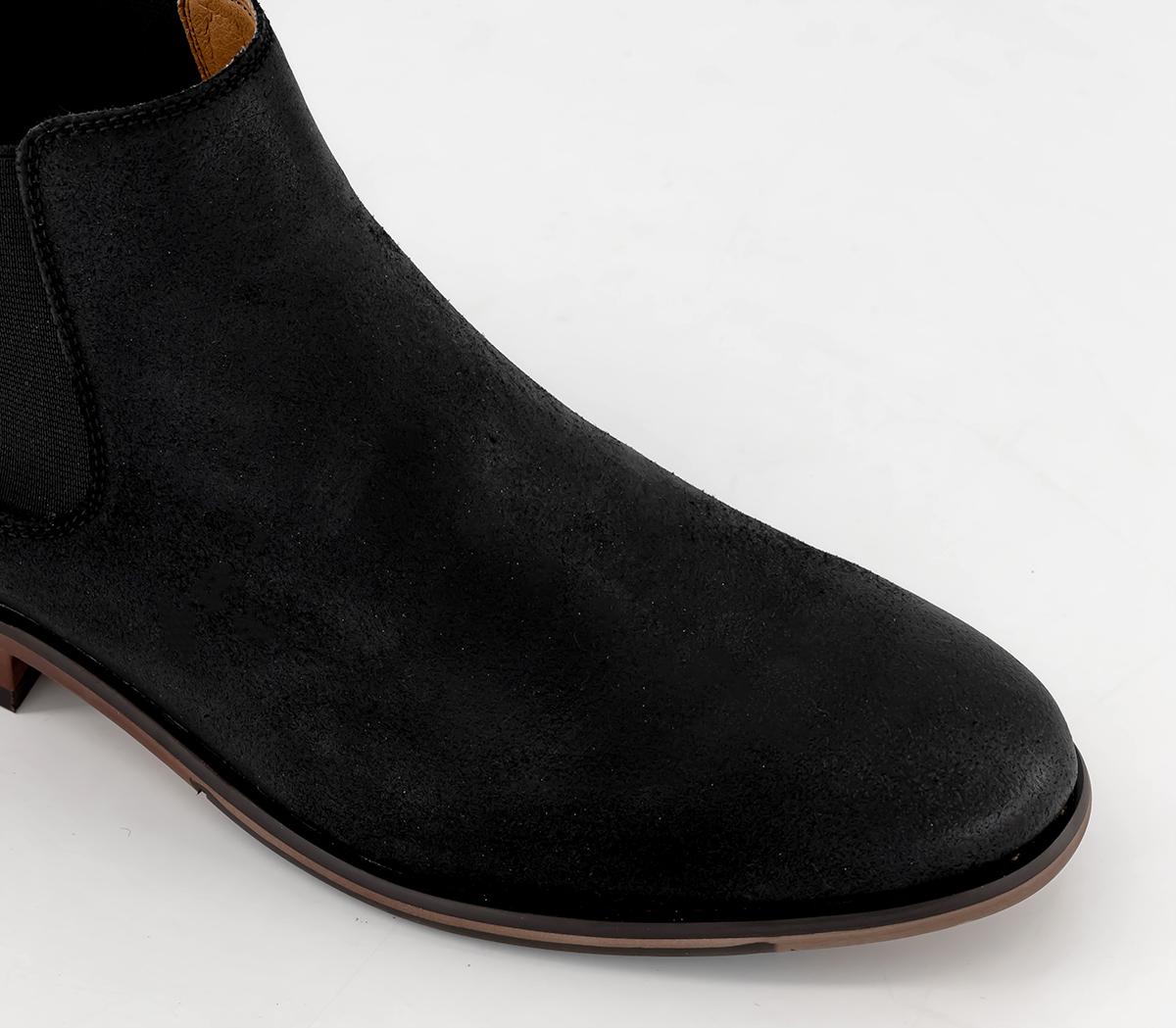 OFFICE Barkley 2 Chelsea Boots Black Waxed Suede - Men’s Boots