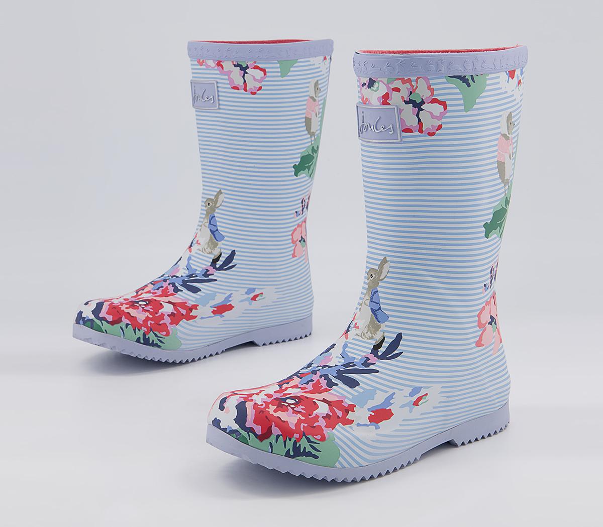 Joules Junior Roll Up Wellies Joules Junior Roll Up Wellies Peter Rabbit White Floral