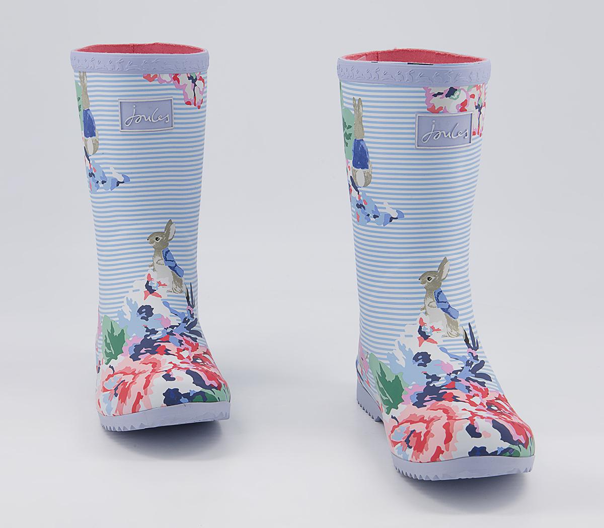 Joules Junior Roll Up Wellies Joules Junior Roll Up Wellies Peter Rabbit White Floral