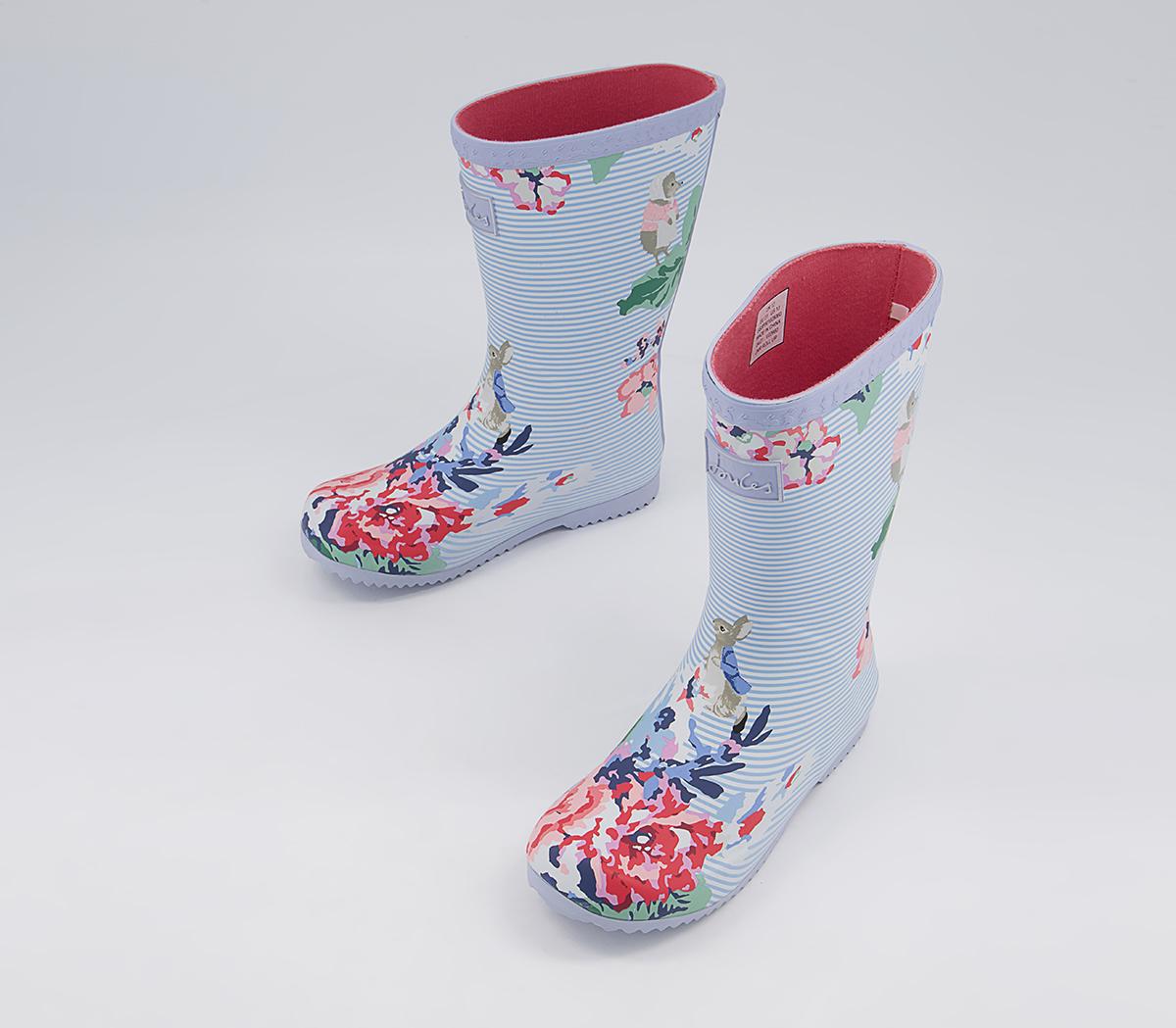 Joules Junior Roll Up Wellies Joules Junior Roll Up Wellies Peter Rabbit White Floral