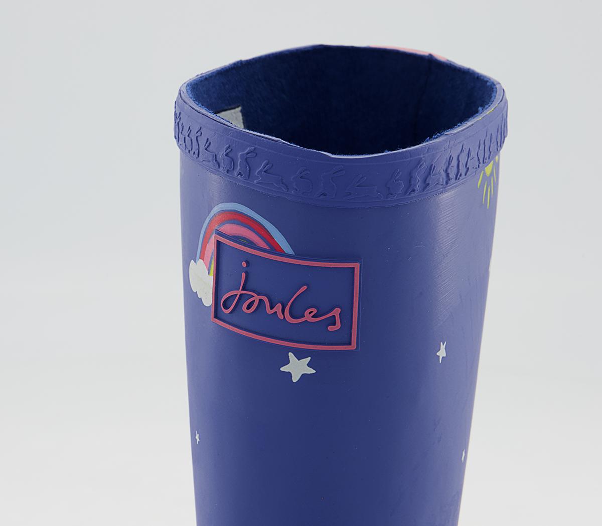 Joules Junior Roll Up Wellies Joules Junior Roll Up Wellies Blue Clouds