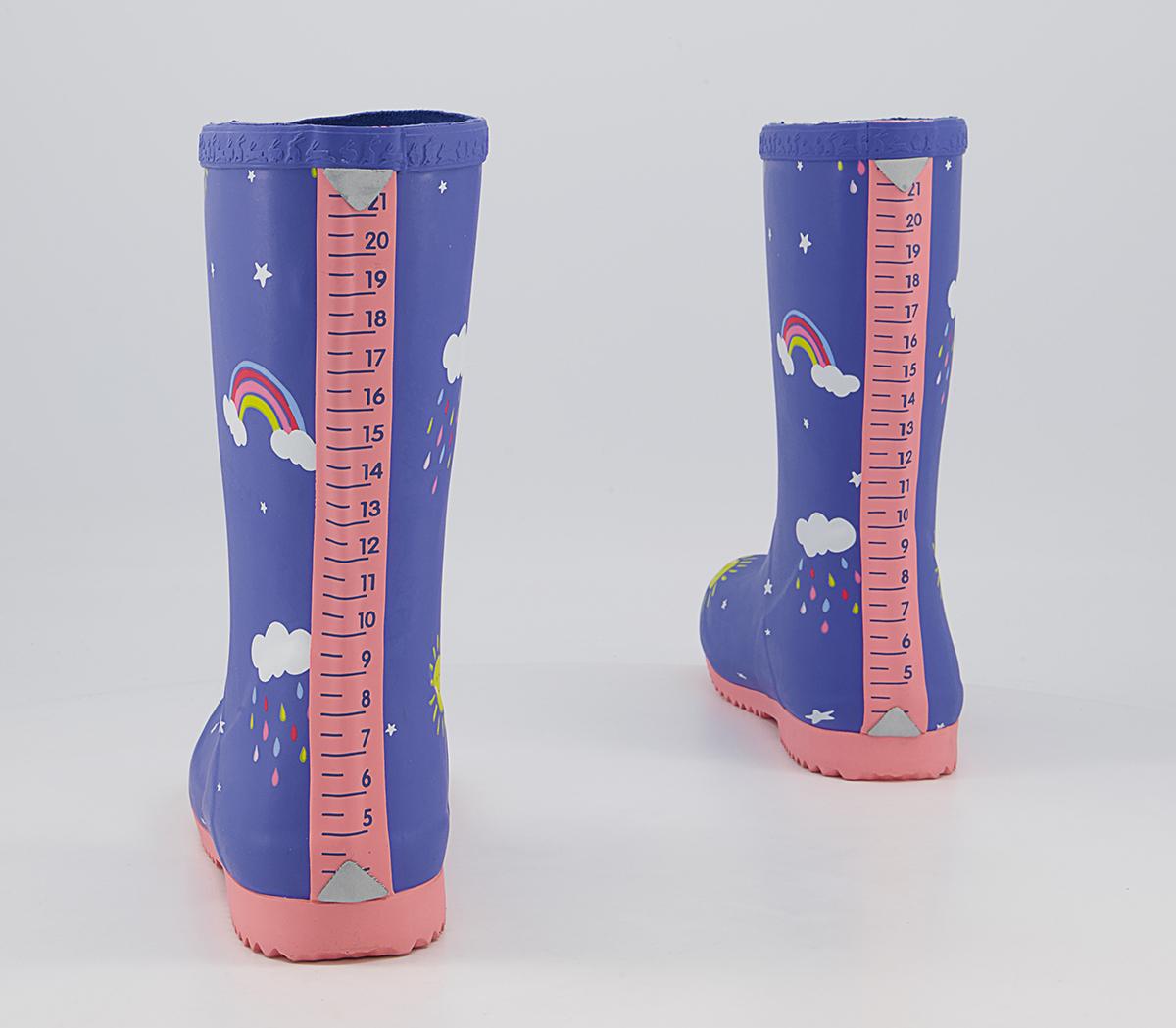 Joules Junior Roll Up Wellies Joules Junior Roll Up Wellies Blue Clouds