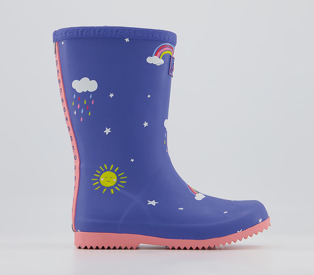 JoulesJunior Roll Up WelliesBlue Clouds