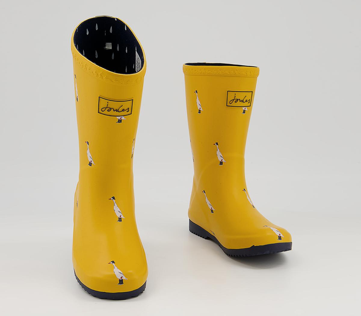 Joules Junior Roll Up Wellies Joules Junior Roll Up Wellies Gold Ducks