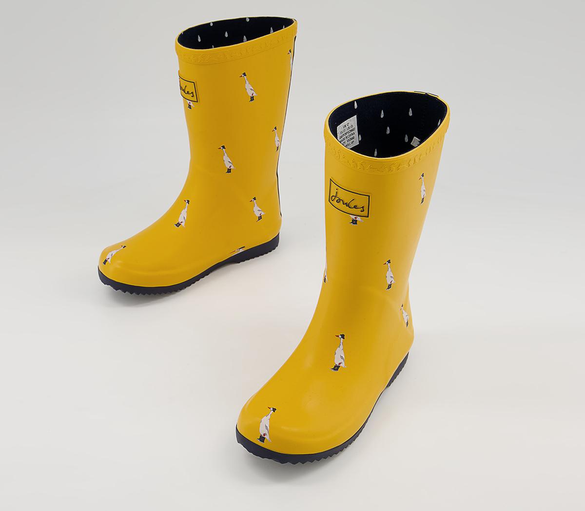 Joules Junior Roll Up Wellies Joules Junior Roll Up Wellies Gold Ducks