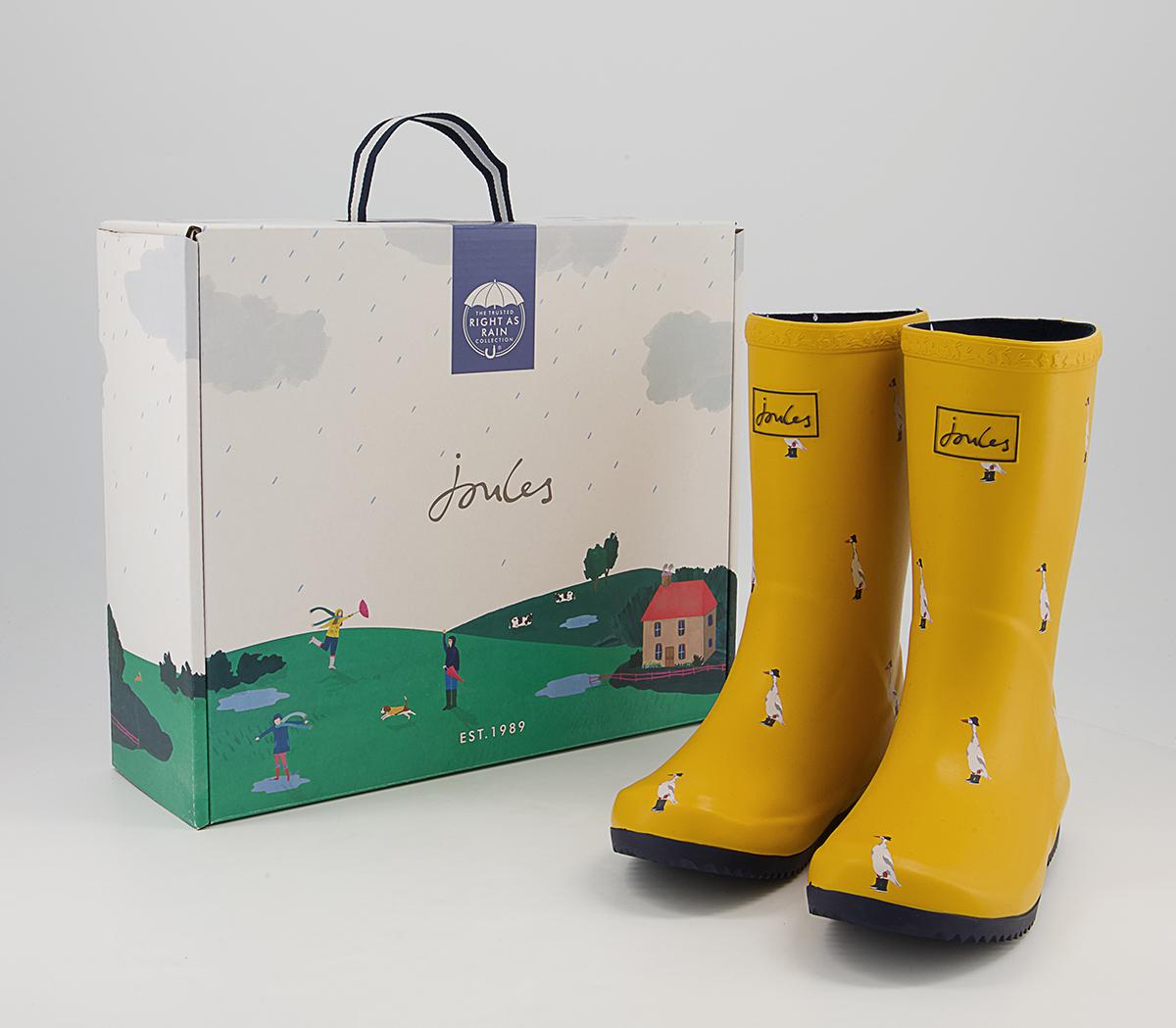 Joules Junior Roll Up Wellies Joules Junior Roll Up Wellies Gold Ducks