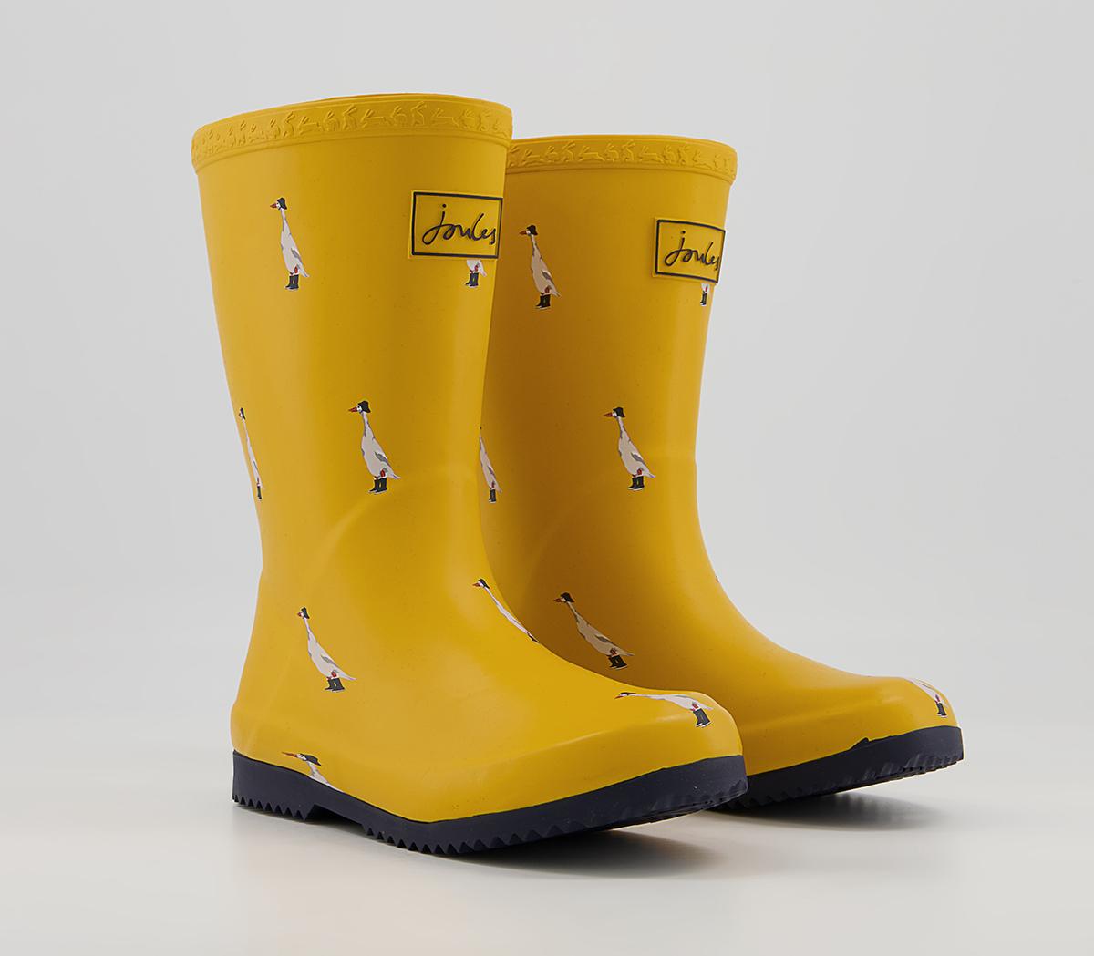 Joules Junior Roll Up Wellies Joules Junior Roll Up Wellies Gold Ducks