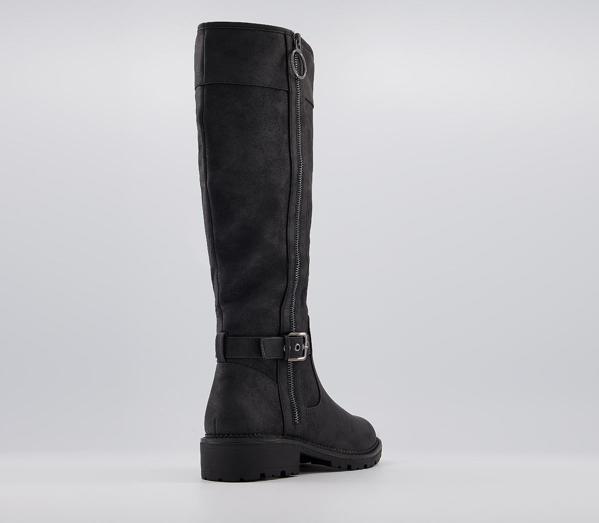 OFFICE Kris Fur Lined Detail Knee Boots Black Fur Lined - Knee High Boots