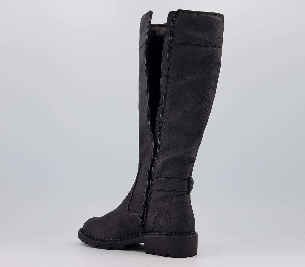 Office Kris Fur Lined Detail Knee Boots Black Fur Lined - Knee High Boots