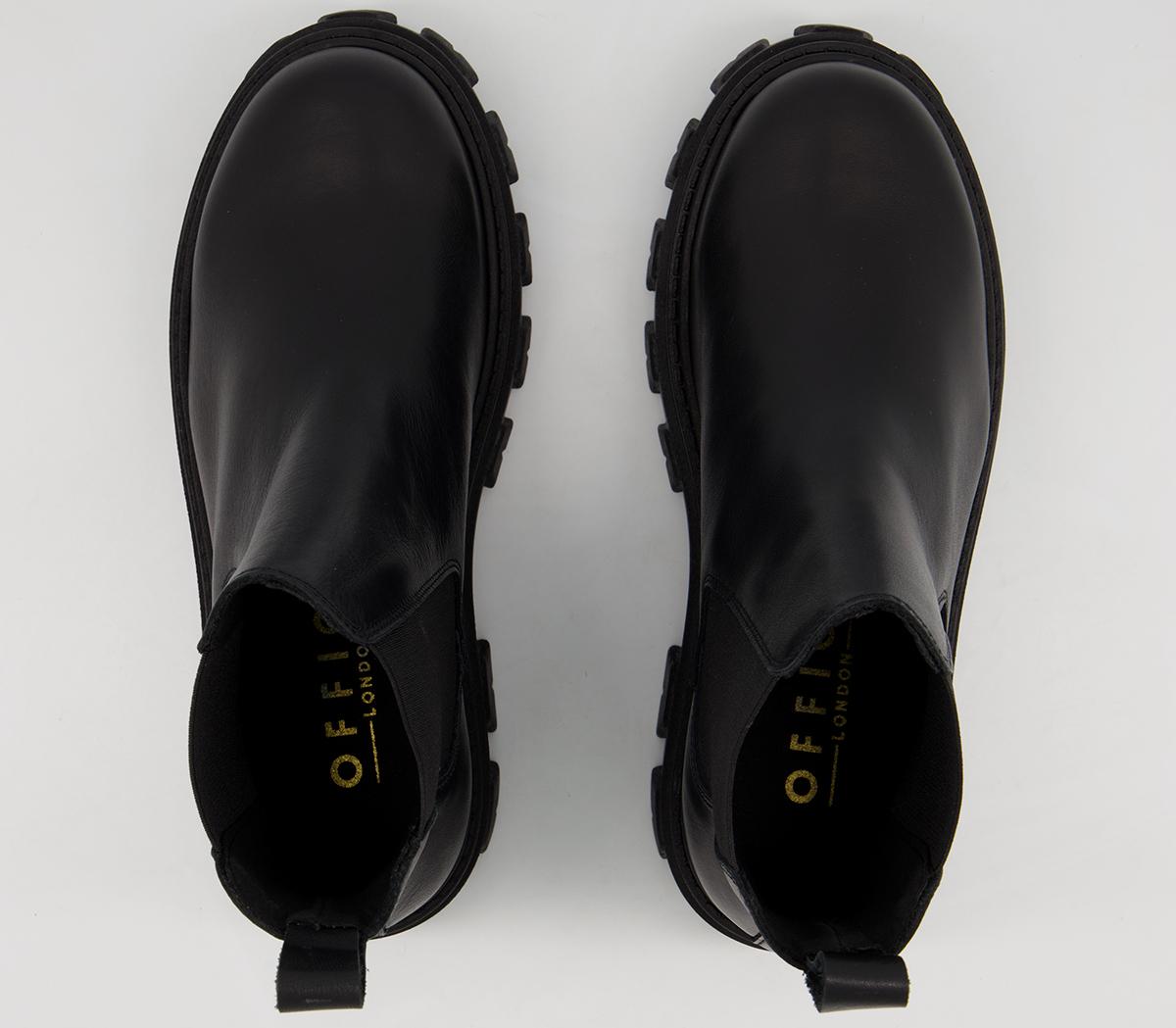 OFFICE Assure Chunky Chelsea Boots Black Leather Women's Ankle Boots