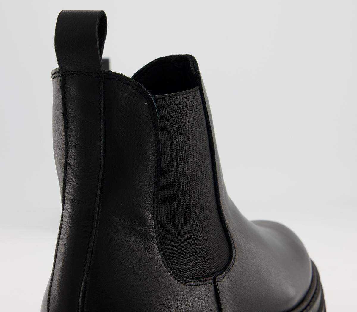 OFFICE Assure Chunky Chelsea Boots Black Leather Women's Ankle Boots