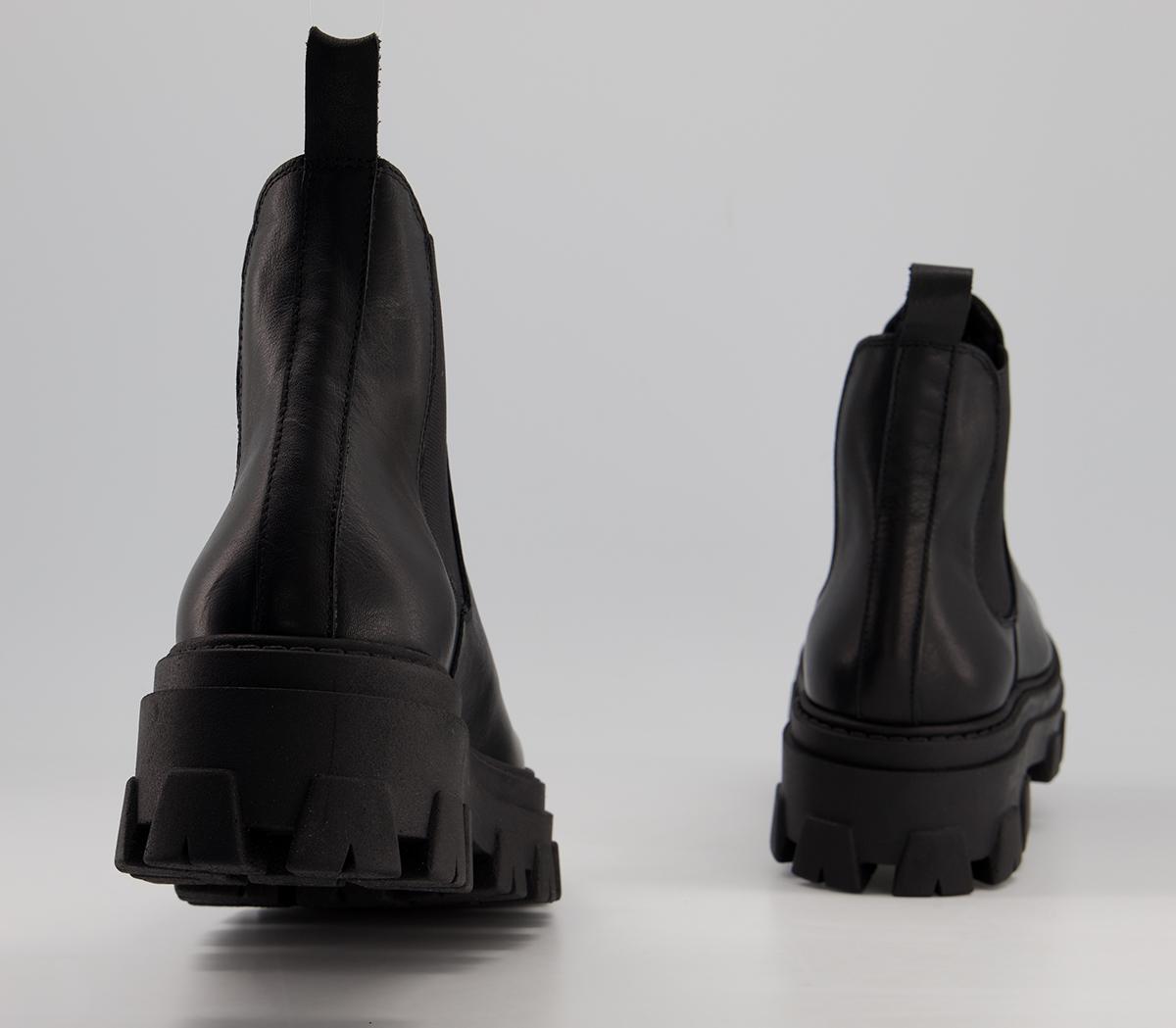 OFFICE Assure Chunky Chelsea Boots Black Leather Women's Ankle Boots