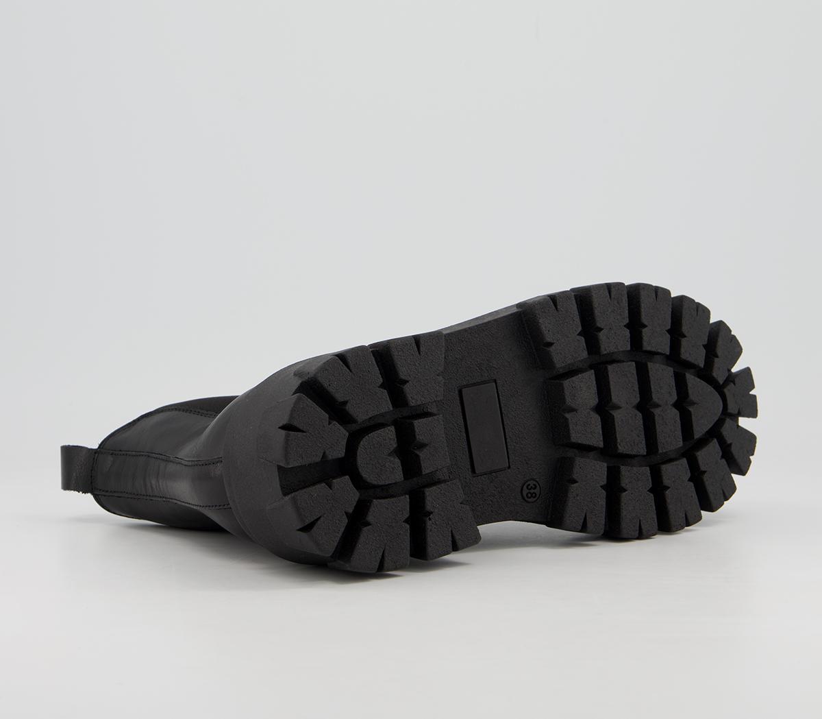 OFFICE Assure Chunky Chelsea Boots Black Leather Women's Ankle Boots