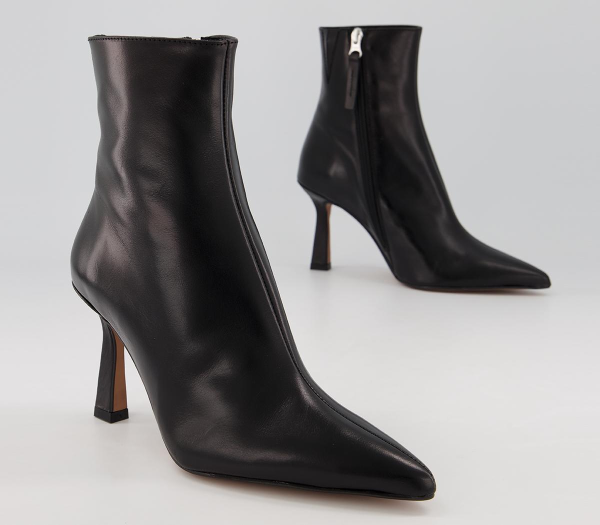 OFFICE Astonished Dressy Point Boots Black Leather - Women's Ankle Boots