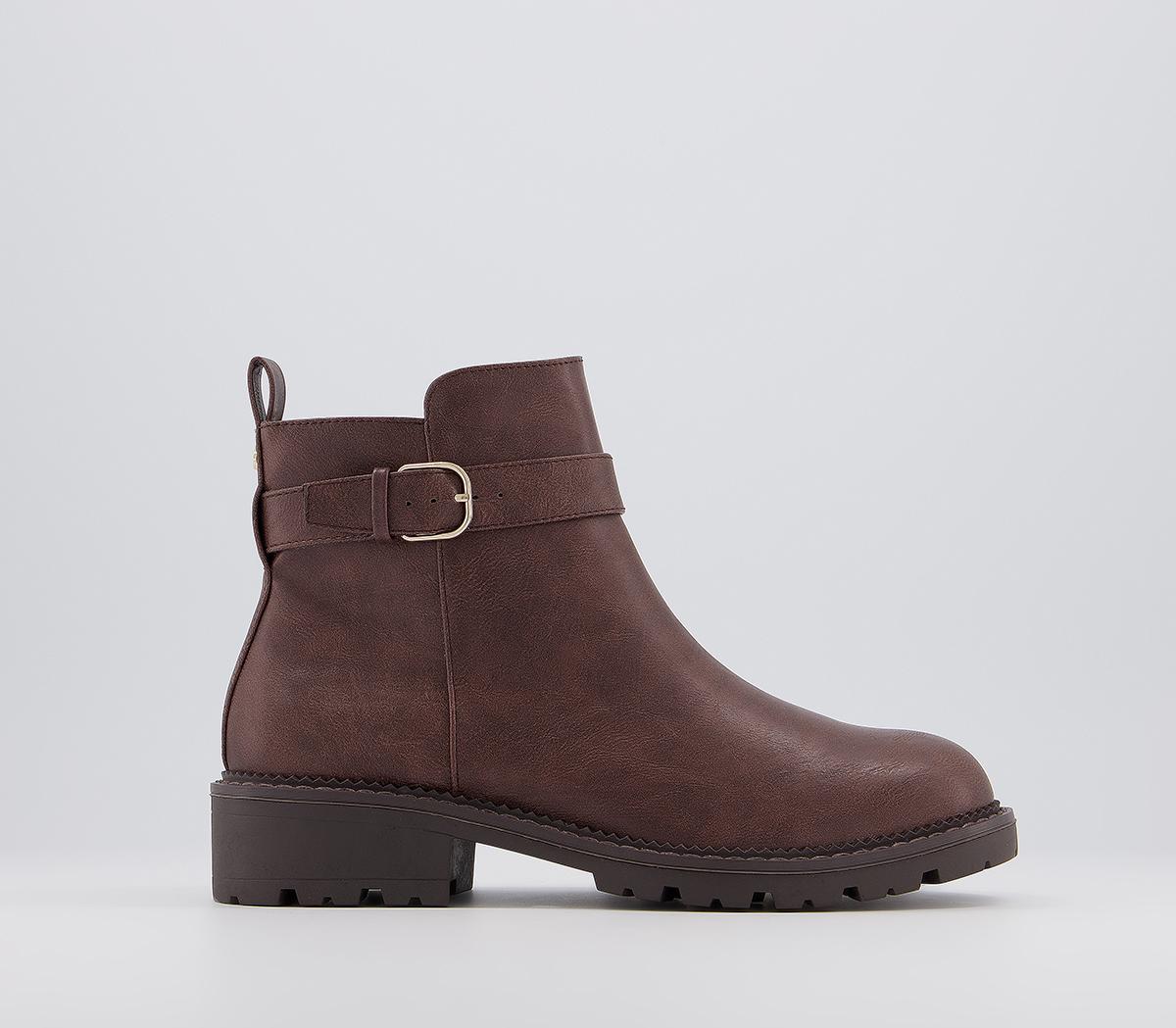 OfficeAnnounce Casual Buckle Ankle BootsChocolate