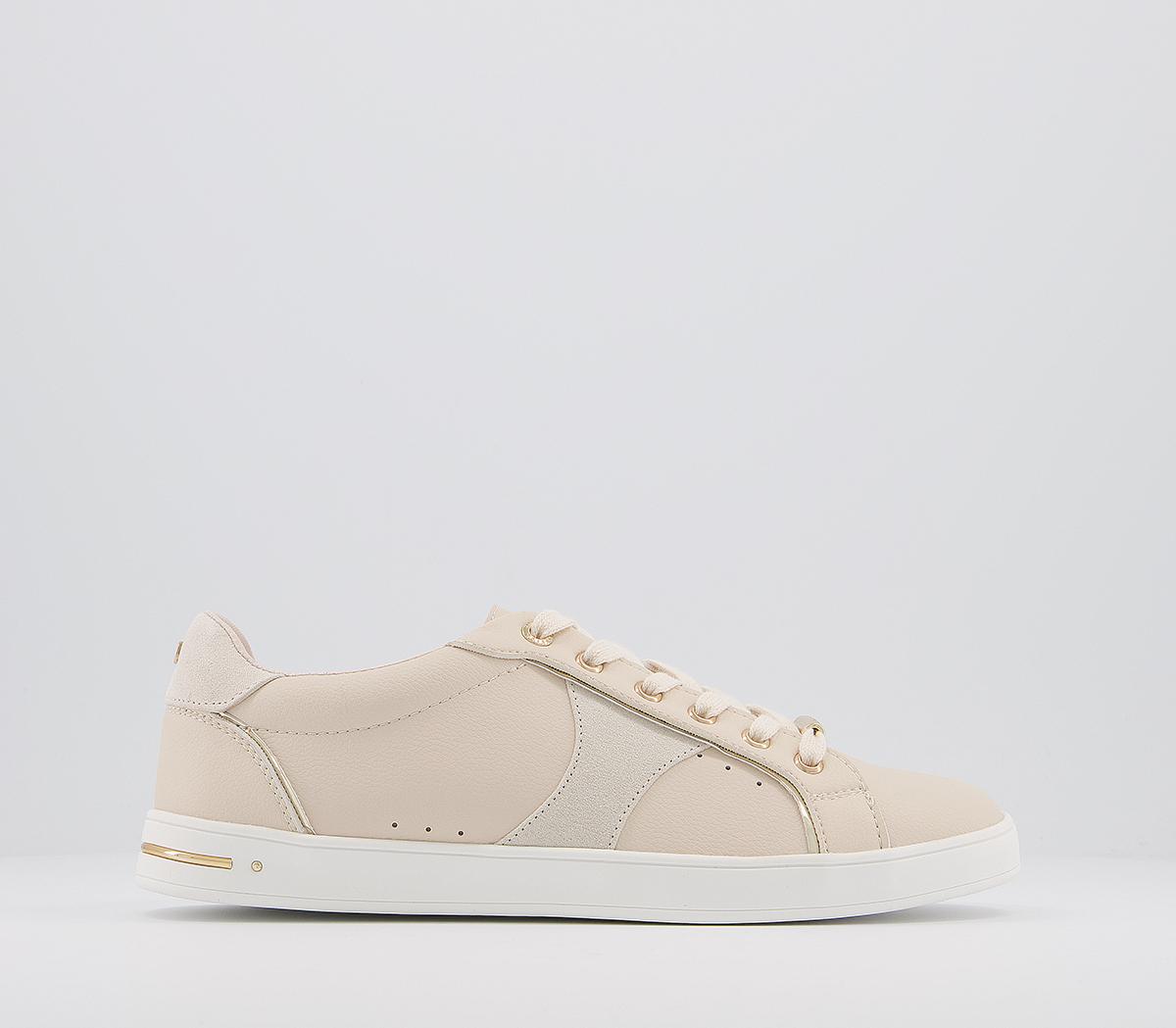 OFFICEForce Feature Side Details Lace Up TrainersOff White Nude Mix