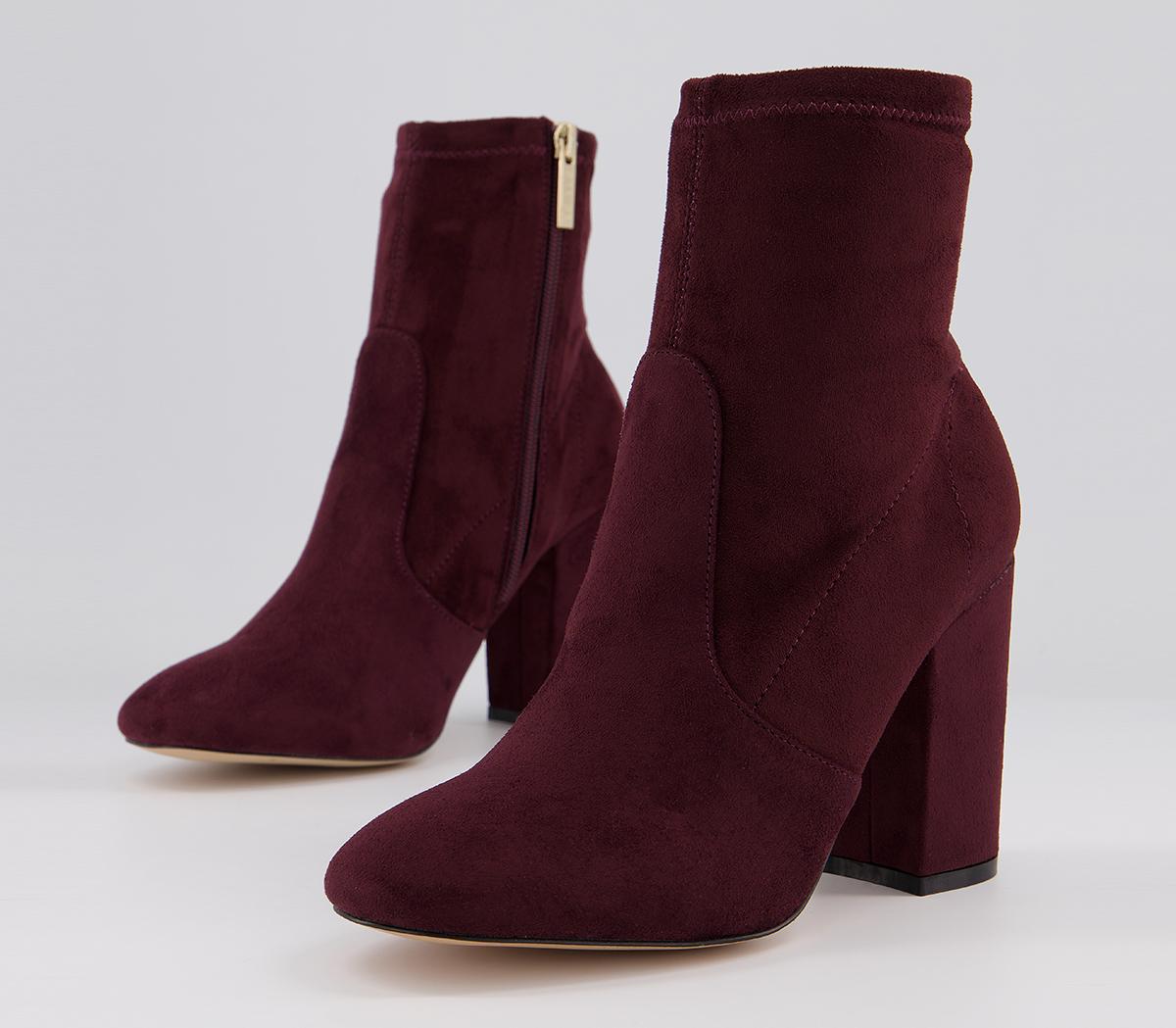 Office Aisling Stretch Block Heel Ankle Boots Office Aisling Stretch Block Heel Ankle Boots Burgundy