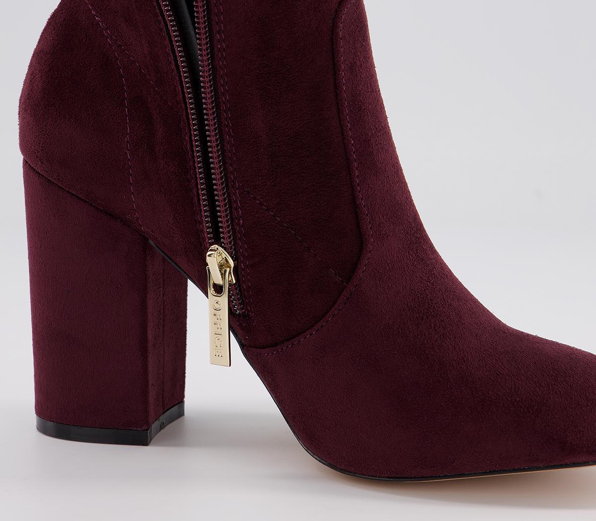 Office Aisling Stretch Block Heel Ankle Boots Office Aisling Stretch Block Heel Ankle Boots Burgundy