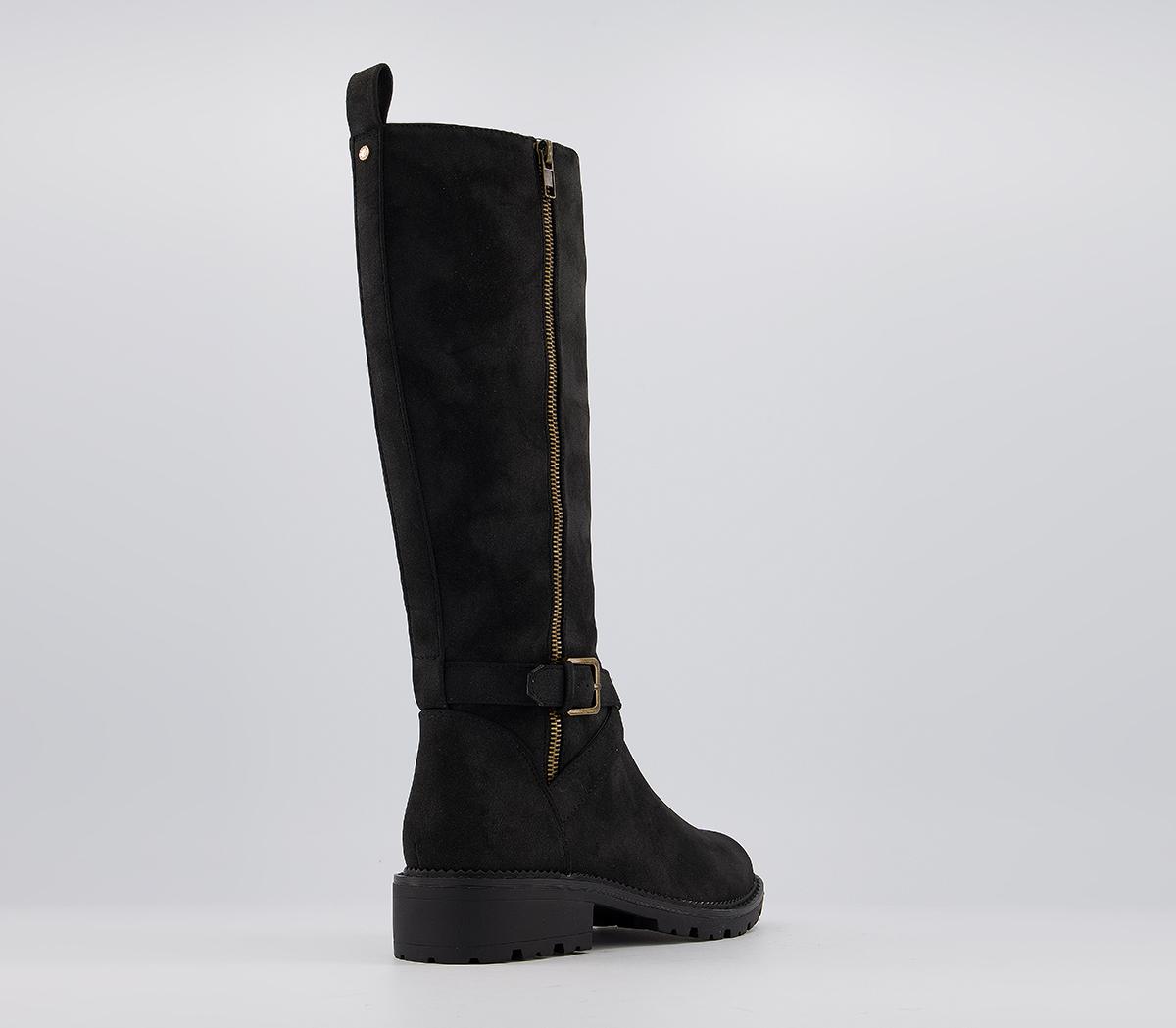 OFFICE Karis Buckle Detail Knee Boots Black Knee High Boots
