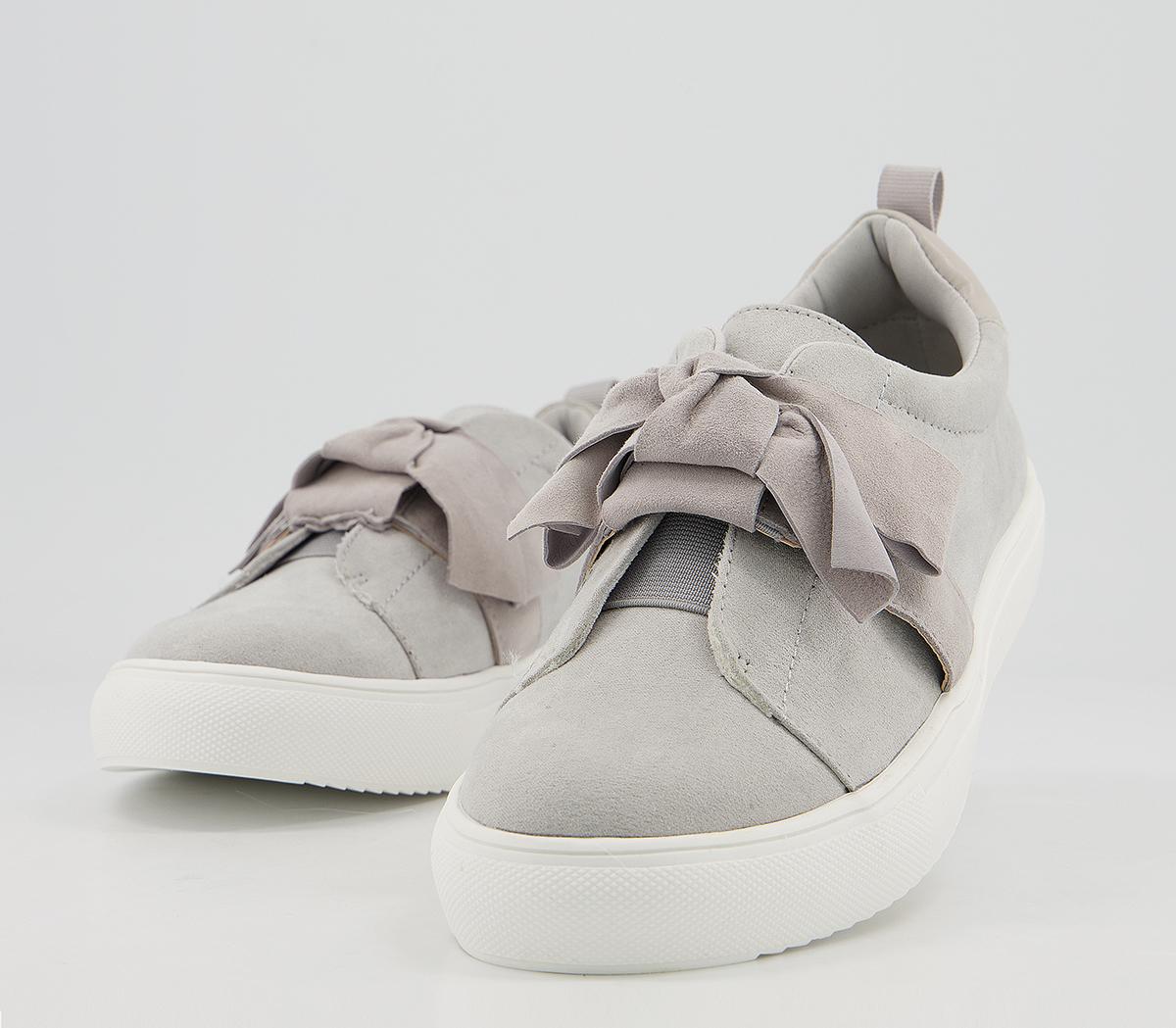 OFFICE Fixing Bow Slip On Trainers Grey Flat Shoes for Women