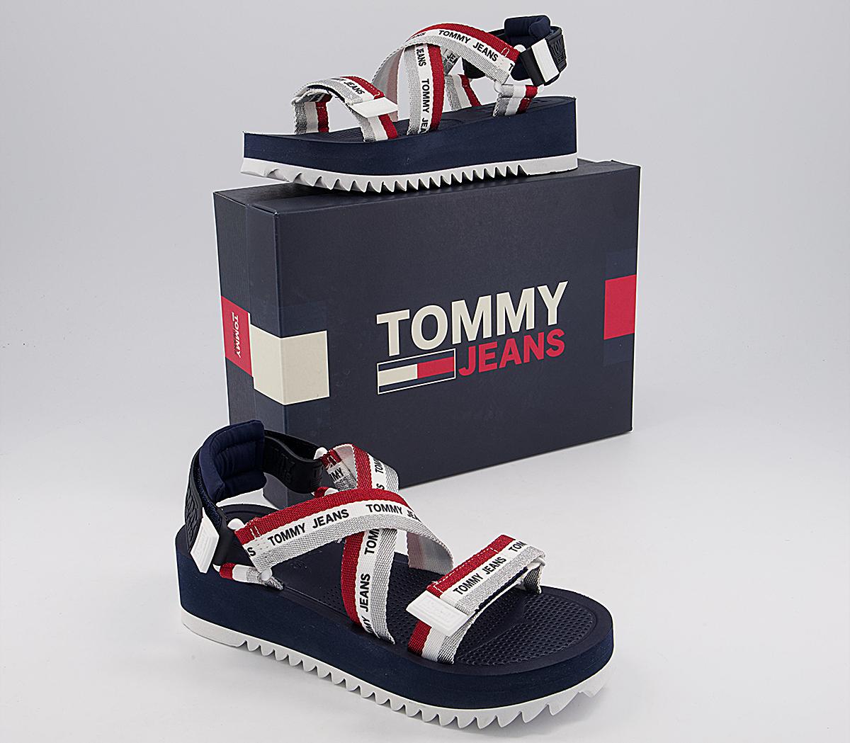 Tommy HilfigerLurex Strappy SandalsTwilight Navy Red White